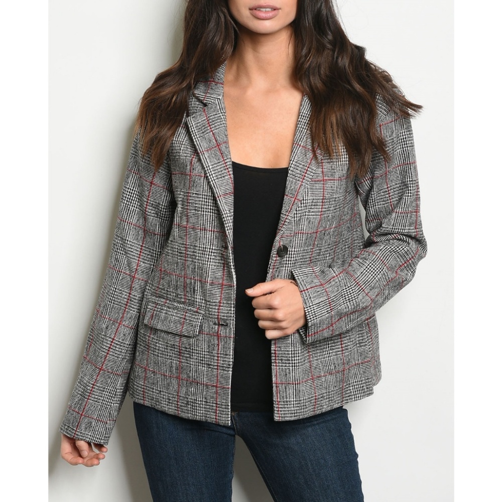 Black White Checkered Blazer {Loveriche} - Picture 1 of 2